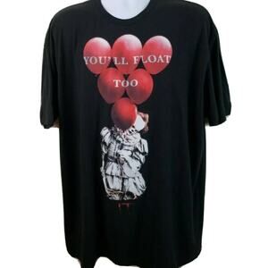 Official Stephen King IT Pennywise Clown You'll Float Too black t-shirt size XXL